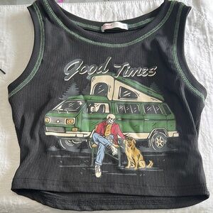 Romwe “Good Times” Crop tank top Sz S